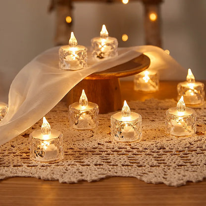 Flameless LED Light Candle LED Crystal Candle Light Transparent Shell Electronic Night Lamp Dating Party Holiday Home Decoration